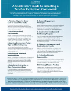 A Quick Start Guide to Selecting a Teacher Evaluation Framework
